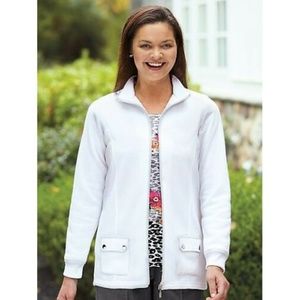 New Size Large Haband White Zip Up Fleece Jacket